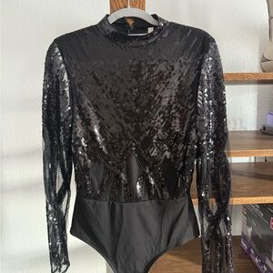 RAGA Black Sequin Bodysuit
